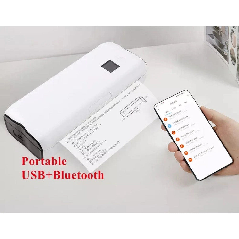 Trade Shop - Mini Stampante Termica Wireless Portatile Multifunzione A4 Usb Bluetooth Q-a4bt -
