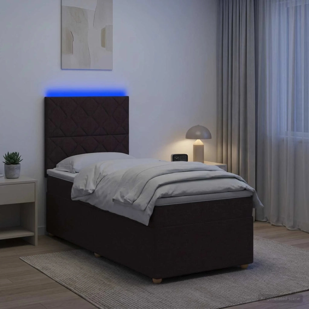 Letto box spring con materasso Marrone Scuro 100 x 200 cm 3455290
