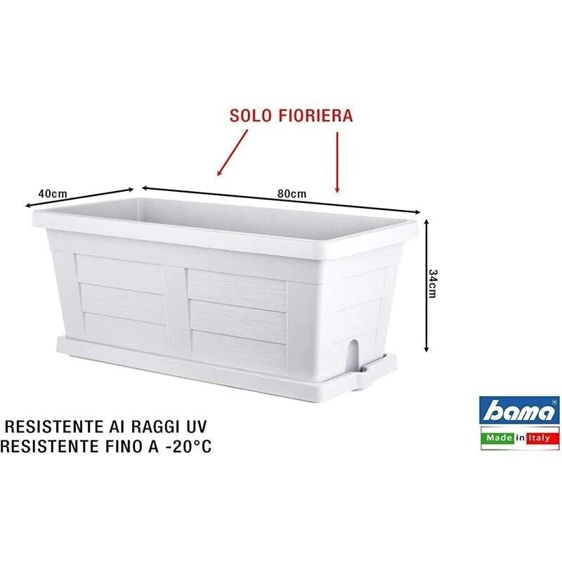 BAMA FIORIERA TIPO LEGNO 80 X 40 X H34 CM COLORE GHIACCIO