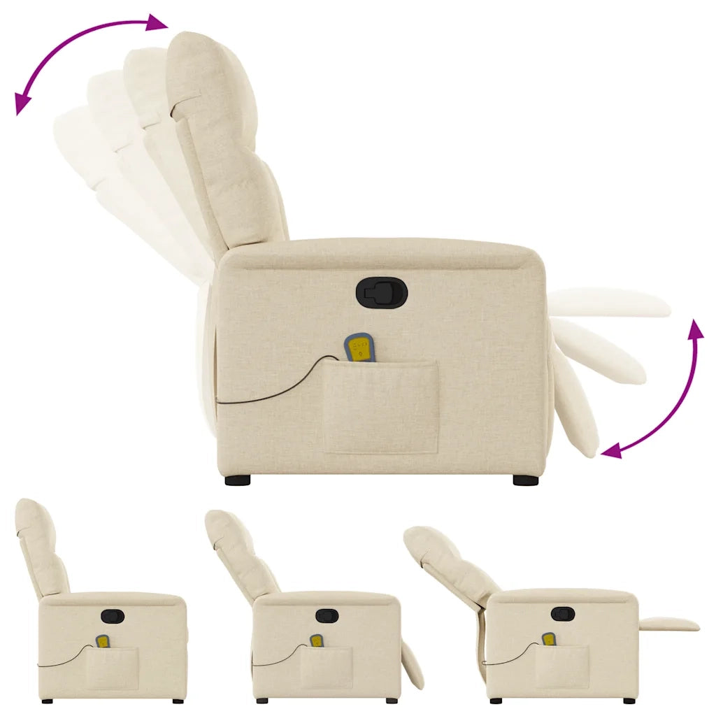 Poltrona Massaggiante Reclinabile Crema in Tessuto 4015560