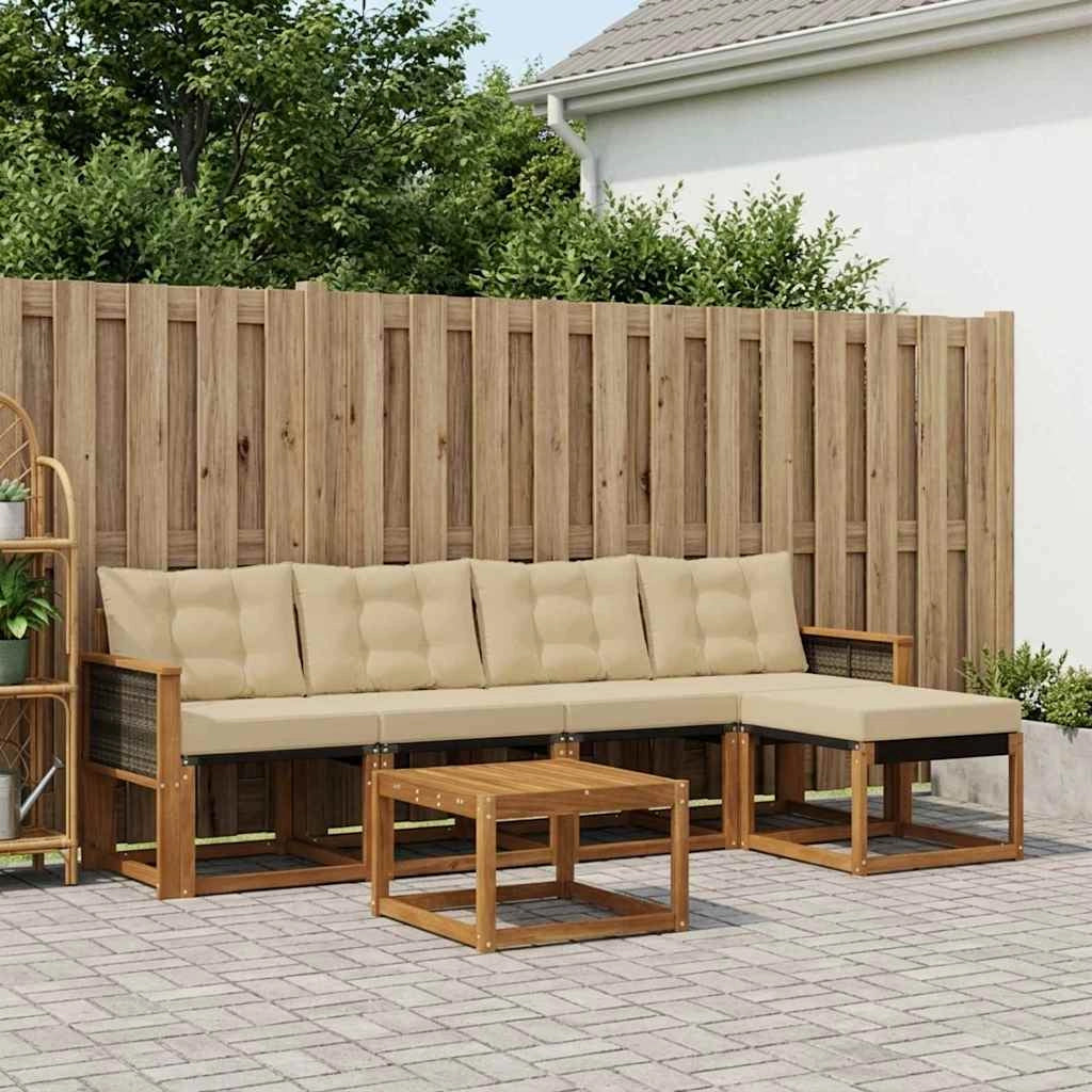 Set di divani da esterno 6 pz Naturale e Beige 3381901