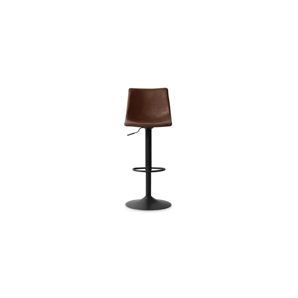 Sgabello da bar SOUL - PU marrone - Altezza regolabile 88-109 cm - Piedi in metallo - Stile vintage