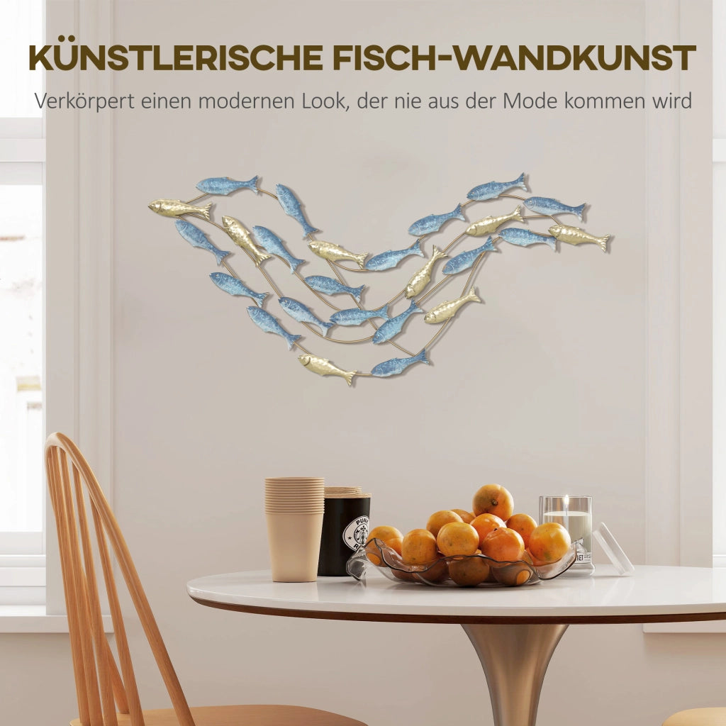 Quadro decorativo pesce ¨C Zephmum ¨C Blu, metallo, design moderno