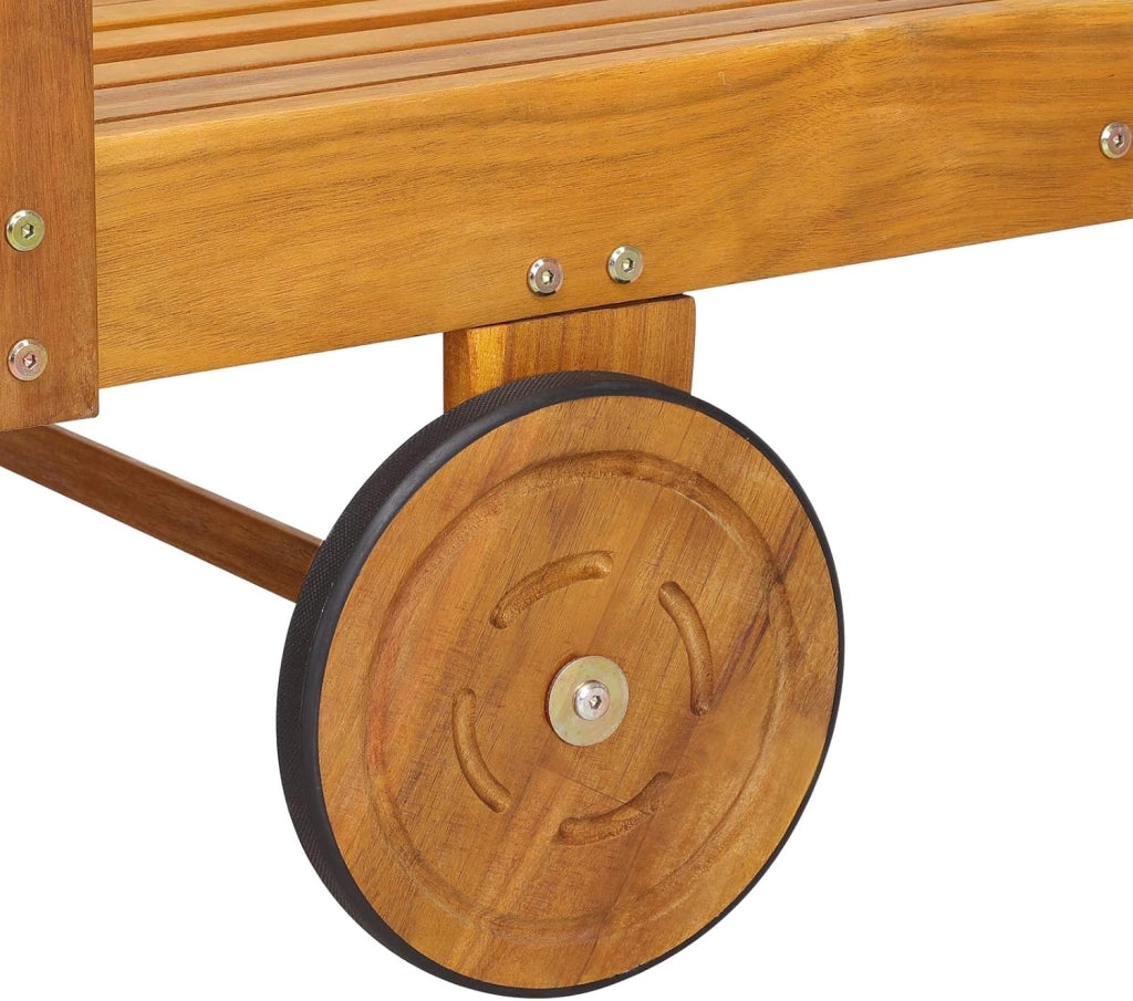 Sdraio Lettino Prendisole Tami Sun in Legno Acacia 196x69x85 cm Pieghevole con Tavolino Estraibile Poggiapiedi Sedia Lettini Sdraie da Giardino Terrazza Esterno