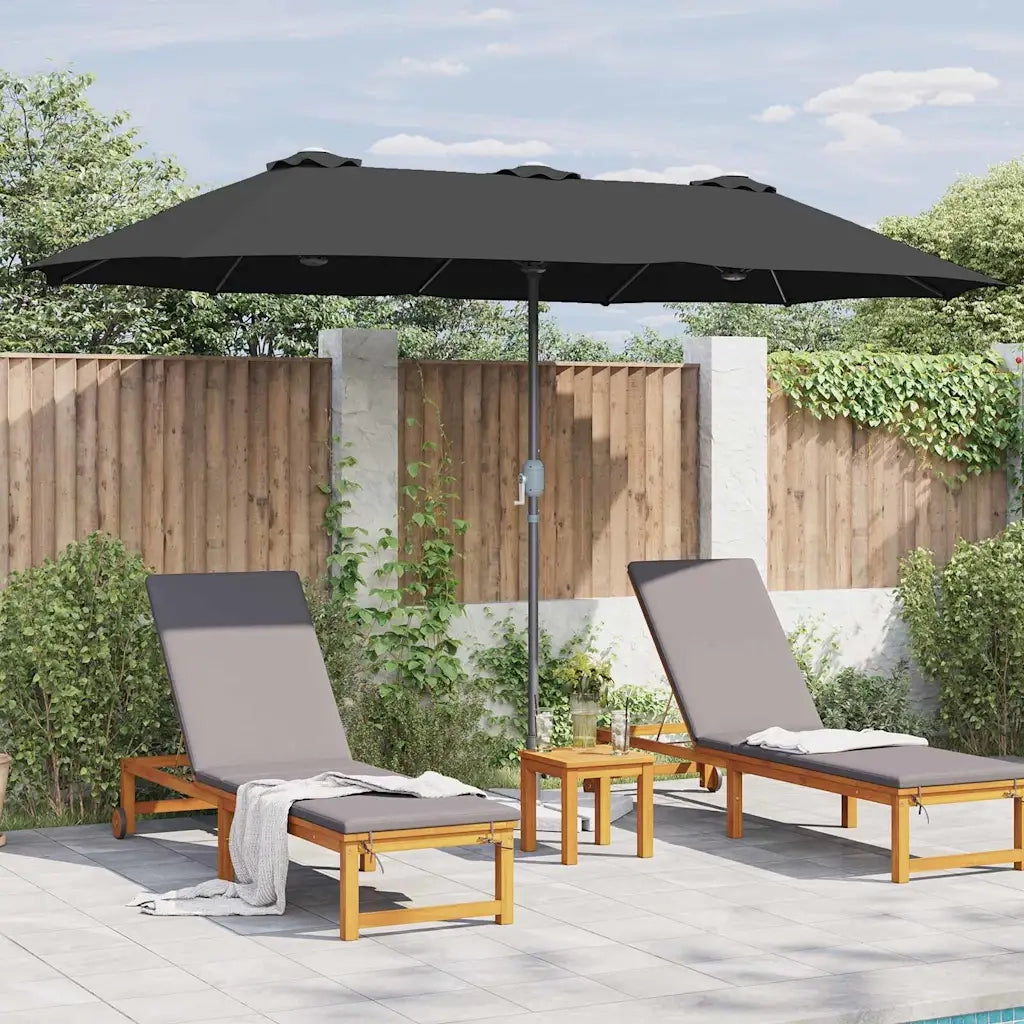 Ombrello da giardino-Ombrellone da spiaggia Nero 370 x 197 x 239 cm