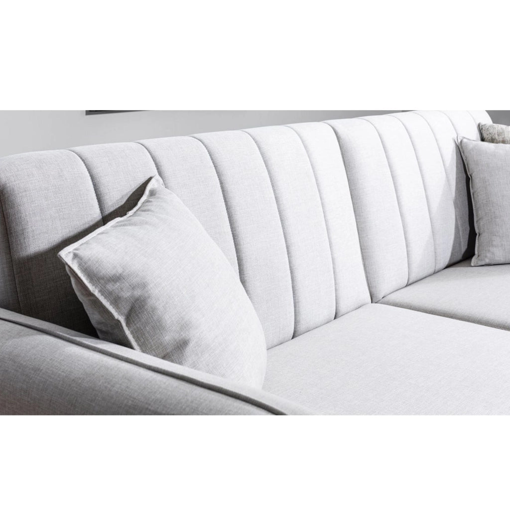 Divano letto a 3 posti in tessuto "Aqua" 205 x 85 x 85 cm - Crema