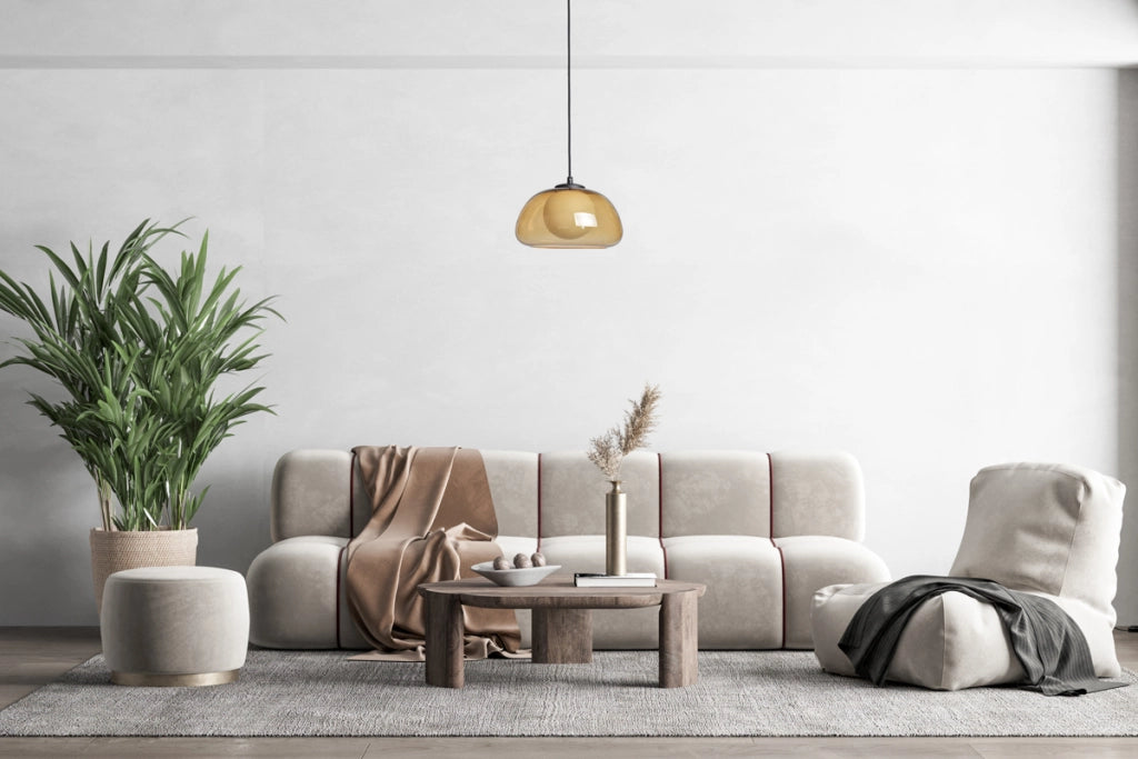 Lampada a sospensione AINALE Italux vetro ambra nero G9