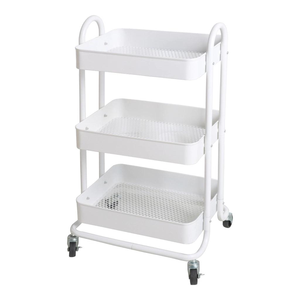 Carrello da Cucina 'Pyhäntä' in Acciaio con 3 Contenitori - Bianco opaco [en.casa]