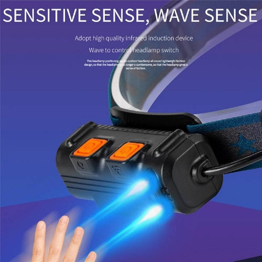 Trade Shop - Torcia Da Testa Frontale Sensore Movimento 68 Led Luce Bianca Rossa Blu -
