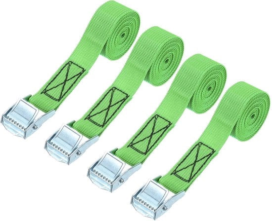 Cinturoni di sostegno 1" x 5ft, pacchetto di 4, regolabili, robusti fino a 551 lbs per carico, kayak, biciclette, verde