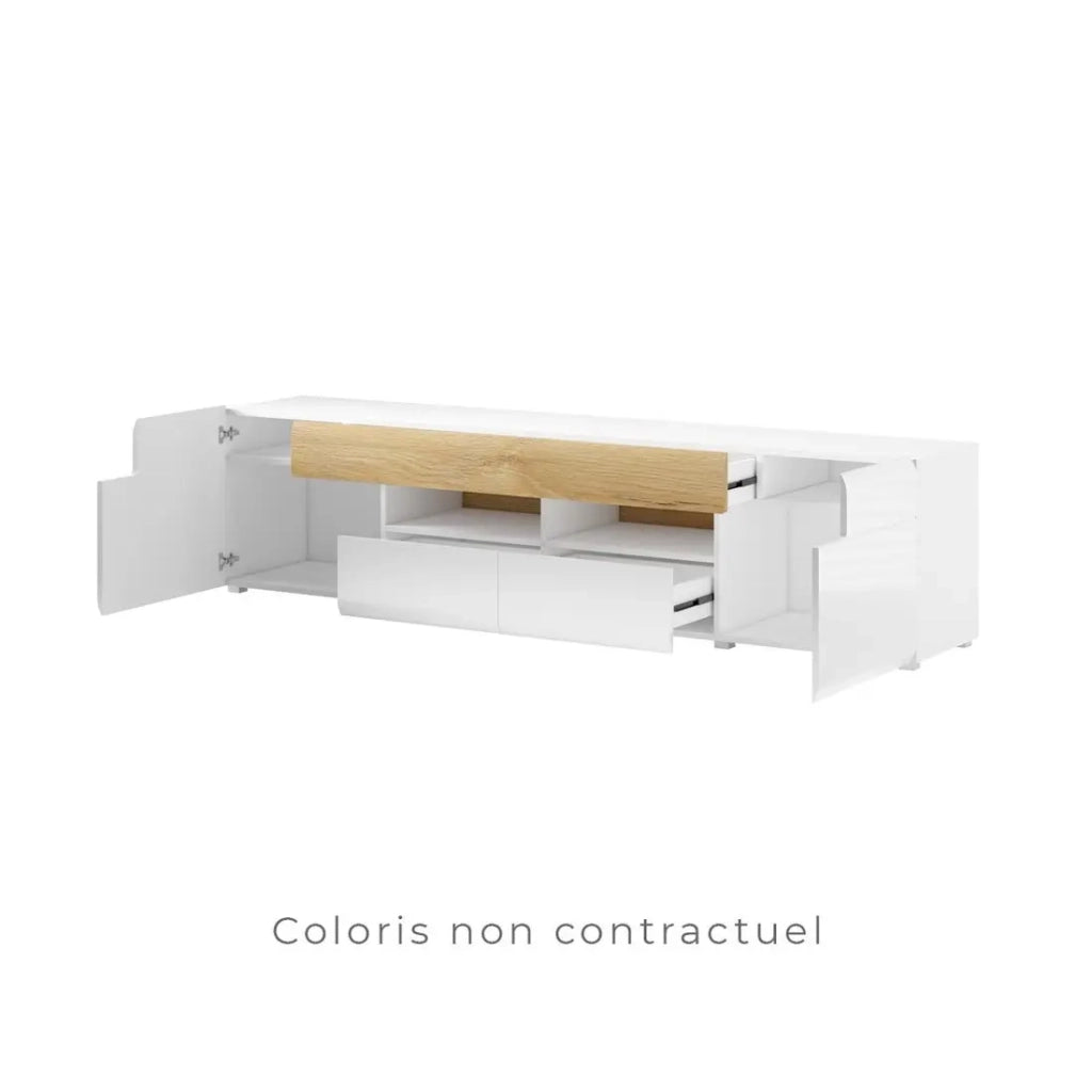 Mobile TV 210cm collezione OHIO. Colori grigio antracite e rovere.