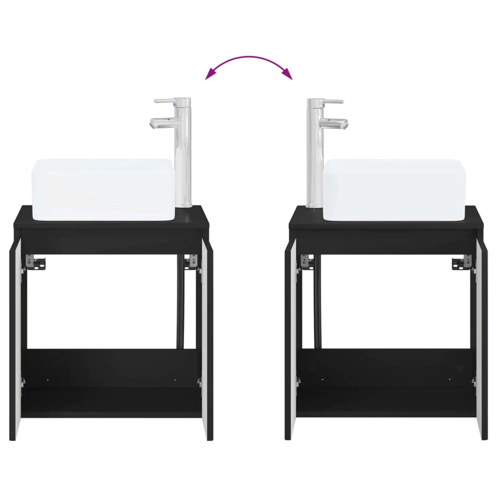 Set di mobili per il bagno 2 pz Nero Legno ingegnerizzato 3404065