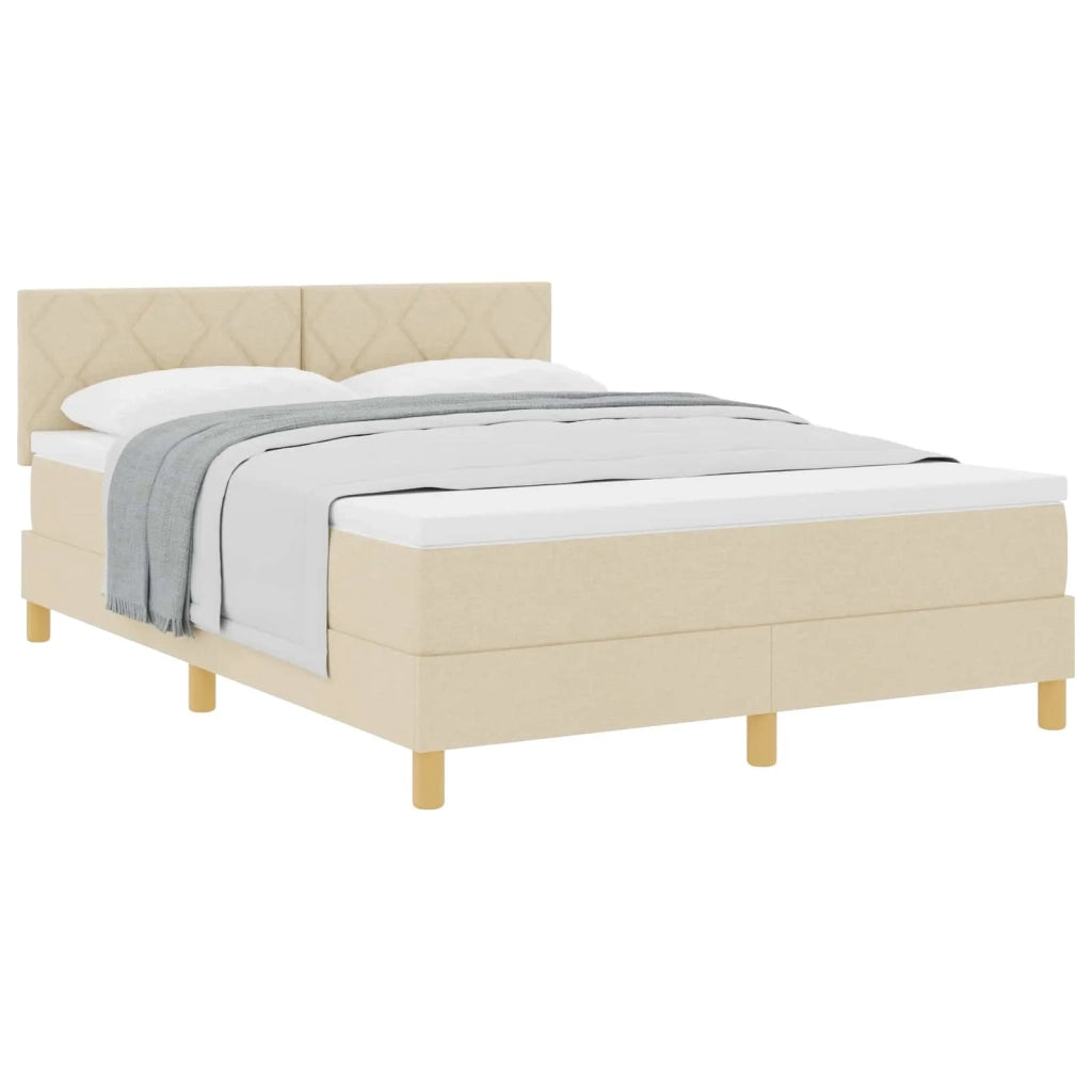 Letto a molle con cuscino Crema 160 x 200 cm Tessuto 3339012