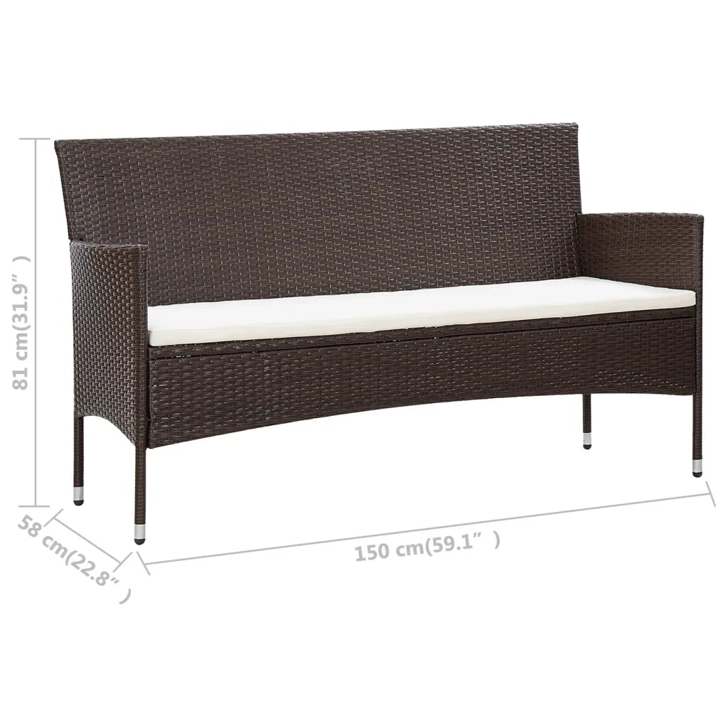 Set Divani da Giardino 5 pz | Set Salotto da Giardino con Cuscini in Polyrattan Marrone