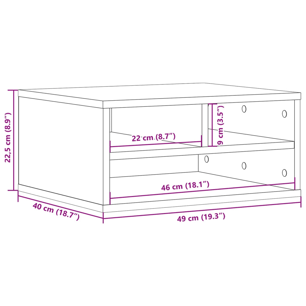 Supporto Stampante Rovere Sonoma 49x40x22,5cm Legno Multistrato