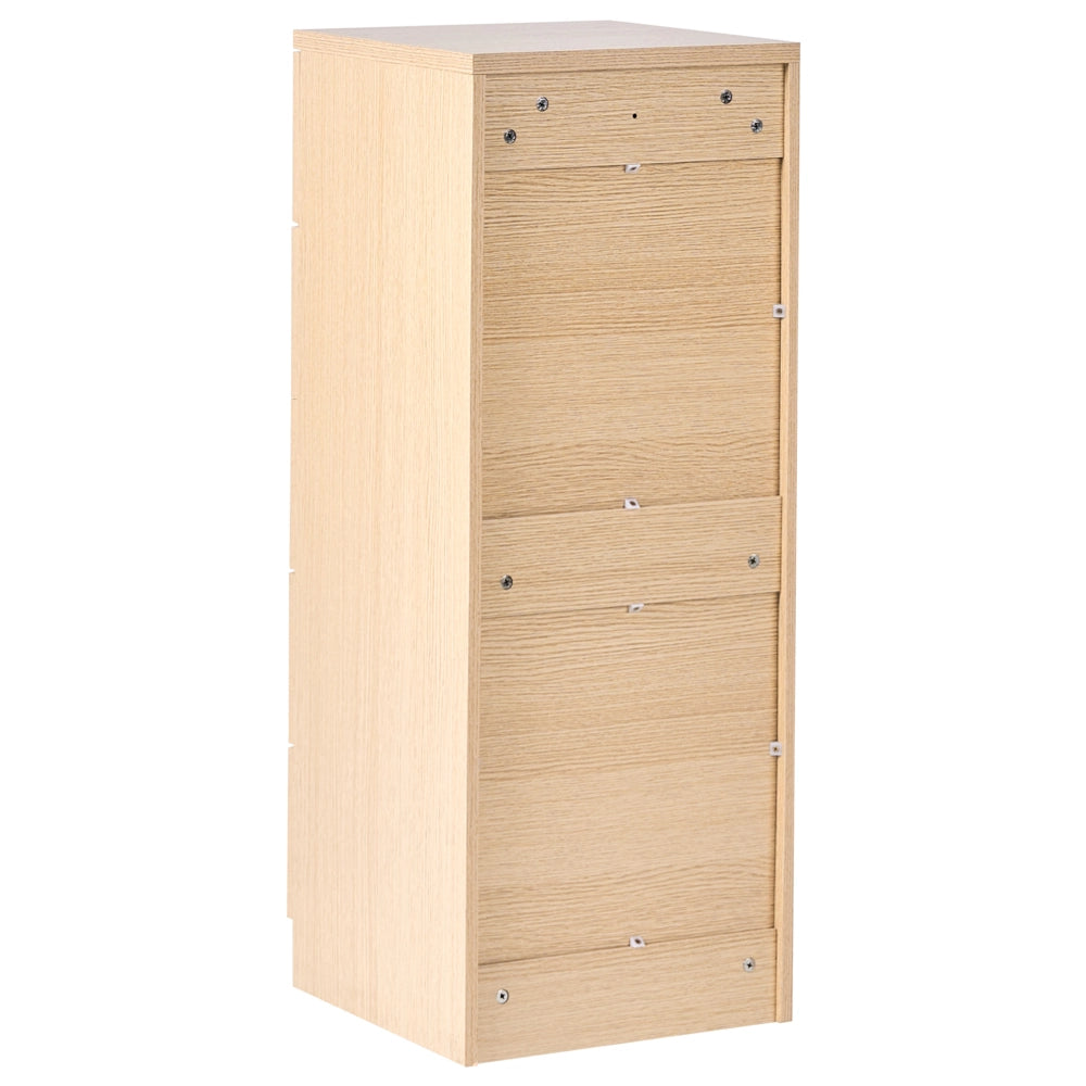 Cassettiera a 5 cassetti in MDF con finitura rovere marrone chiaro in stile scandinavo