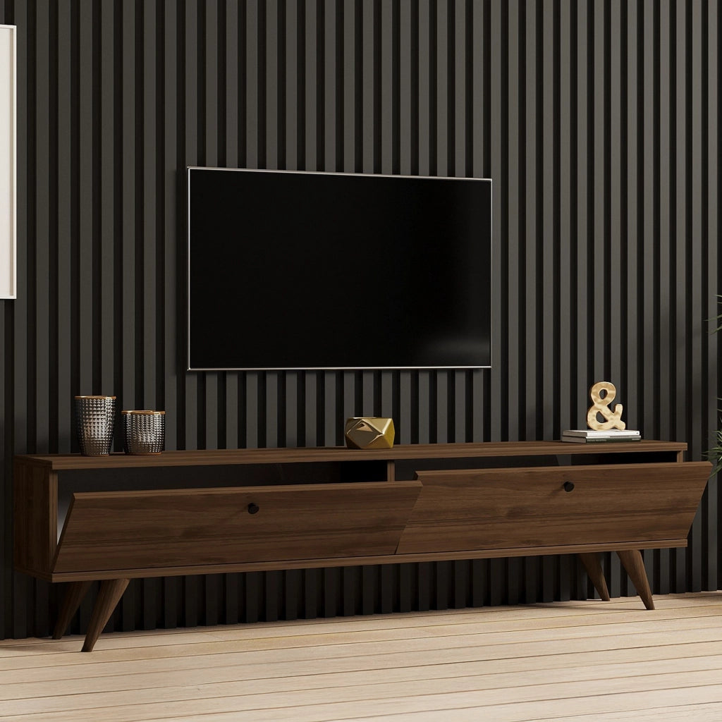 Atestino, Mobile Porta tv 2 Vani, 160x25x40h cm Marrone Noce
