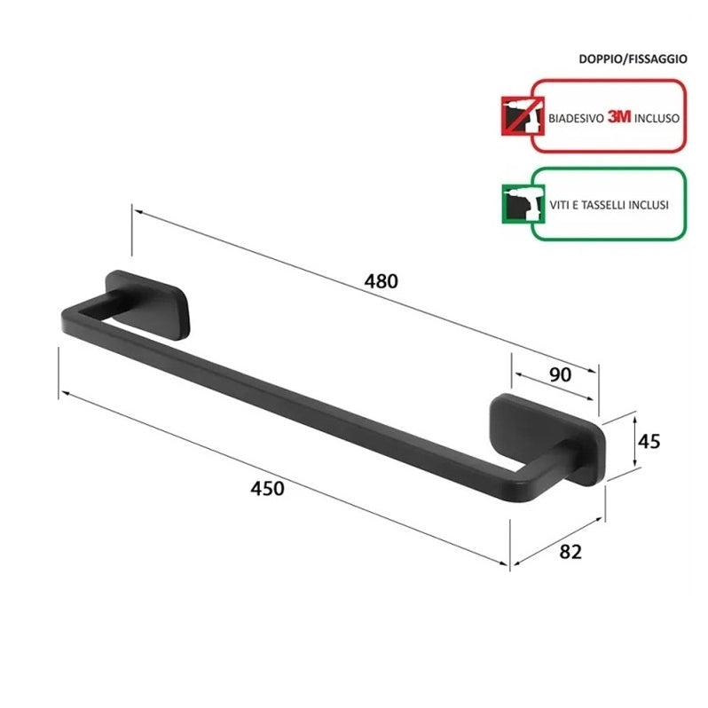 PORTASCIUGAMANI CUBIK 45CM INOX NERO