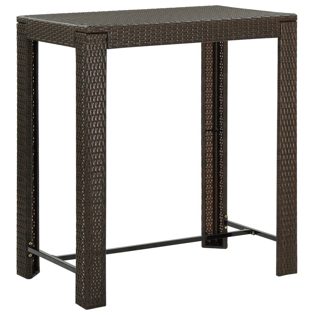 Set da bar da giardino composto da 5 pezzi con braccioli in resina intrecciata marrone 02_0014486