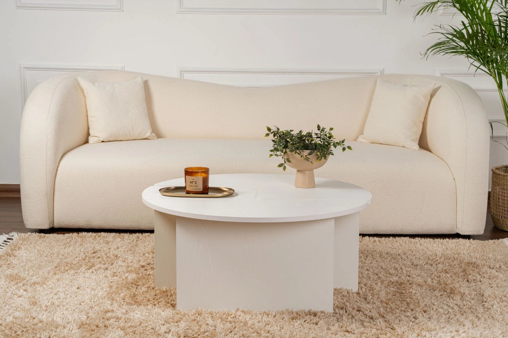 Tavolino in legno "Moira" 90 x 90 x 41 cm - Legno bianco