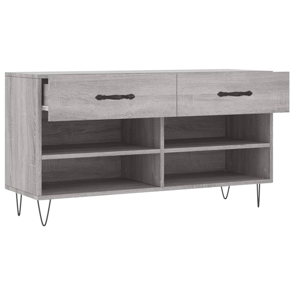 Panca portascarpe/stivali cassettiera scaffale mobiletto portaoggetti per ingresso legno Sonoma 102 x 35 x 55 cm legno ingegnerizzato grigio 02_0023000