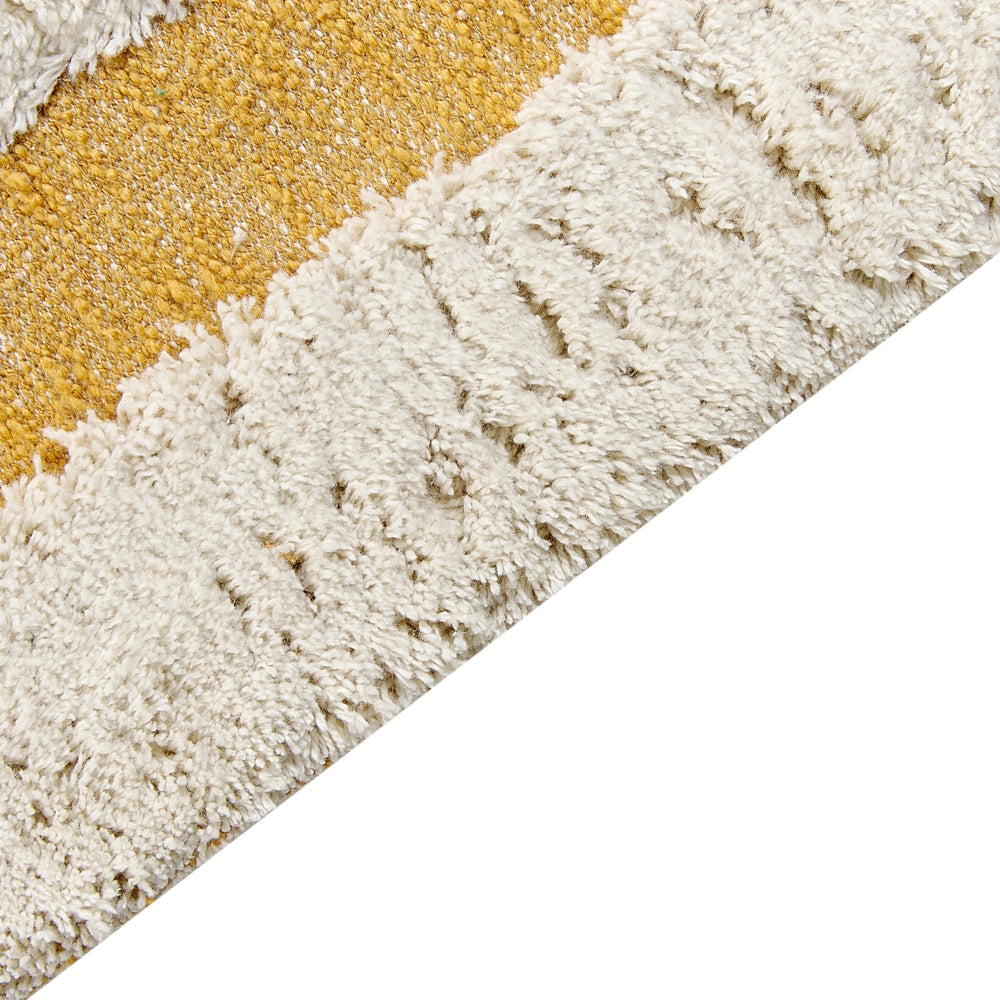 Tappeto moderno in cotone con motivo astratto pelo basso bianco sporco e giallo 300 x 400 cm soggiorno camera da letto