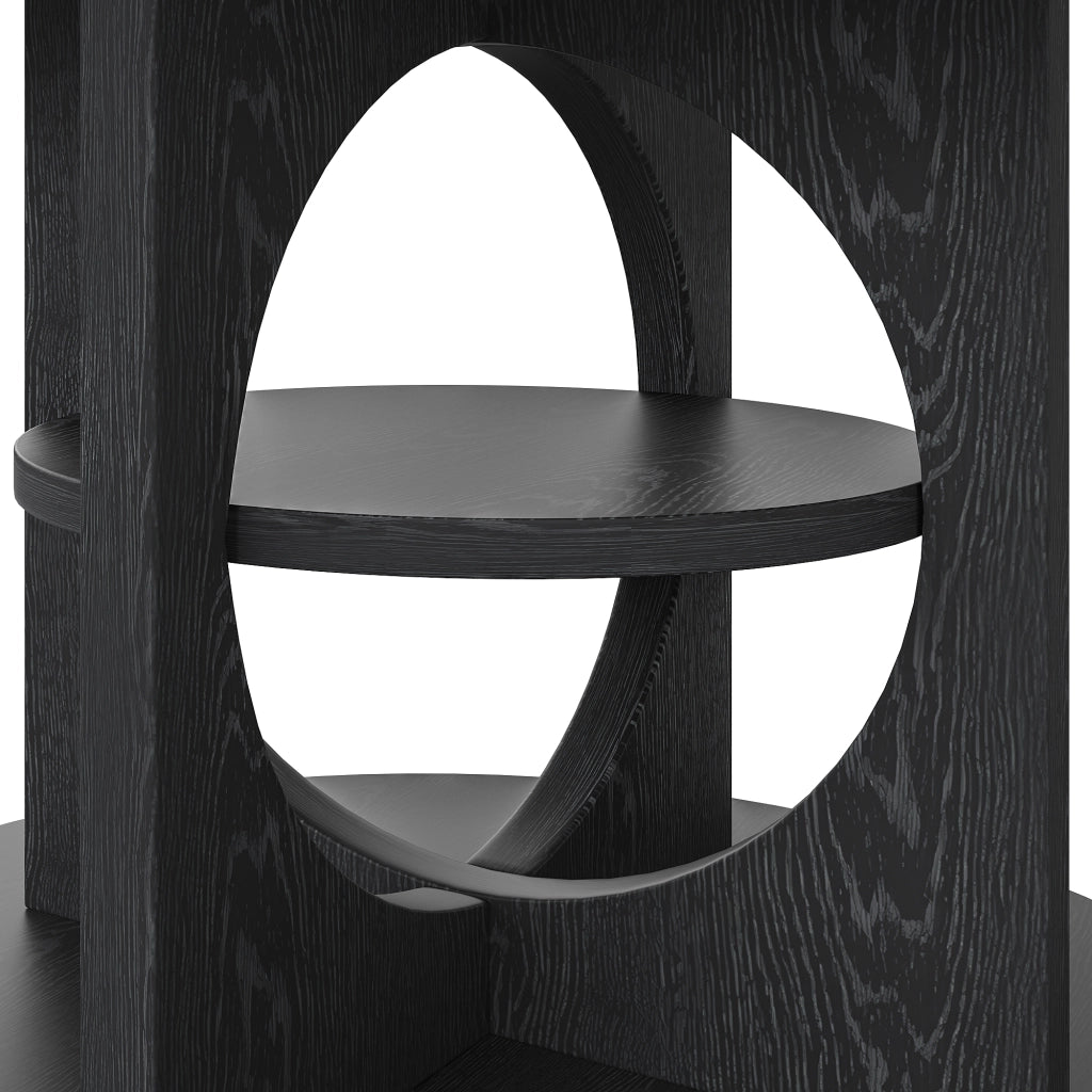 Tavolo allungabile con ripiano centrale, forma rotonda e ovale, moderno, per sala da pranzo e cucina, in MDF nero