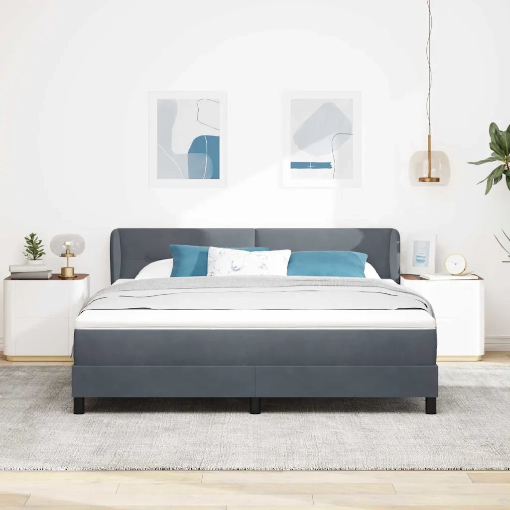 Letto a molle con testiera Grigio scuro 180 x 200 cm Velluto 3340401