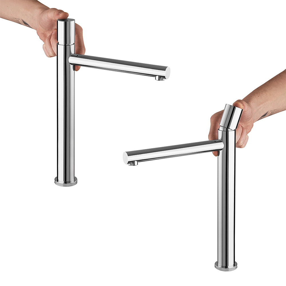Miscelatore lavabo alto cromo senza leva in acciaio inox Gemini