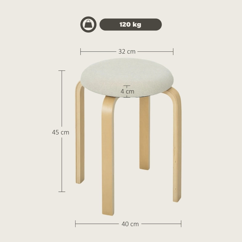 SGABELLI Impilabili Set da 4 40x40x45 cm Legno Crema