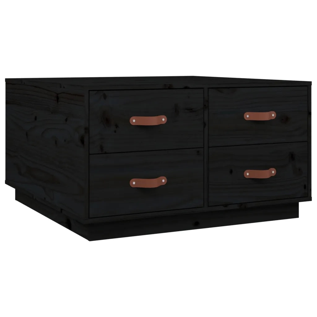 Tavolino da Salotto-Tavolino da soggiorno-Tavolo Nero 80x80x45 cm Legno Massello di Pino