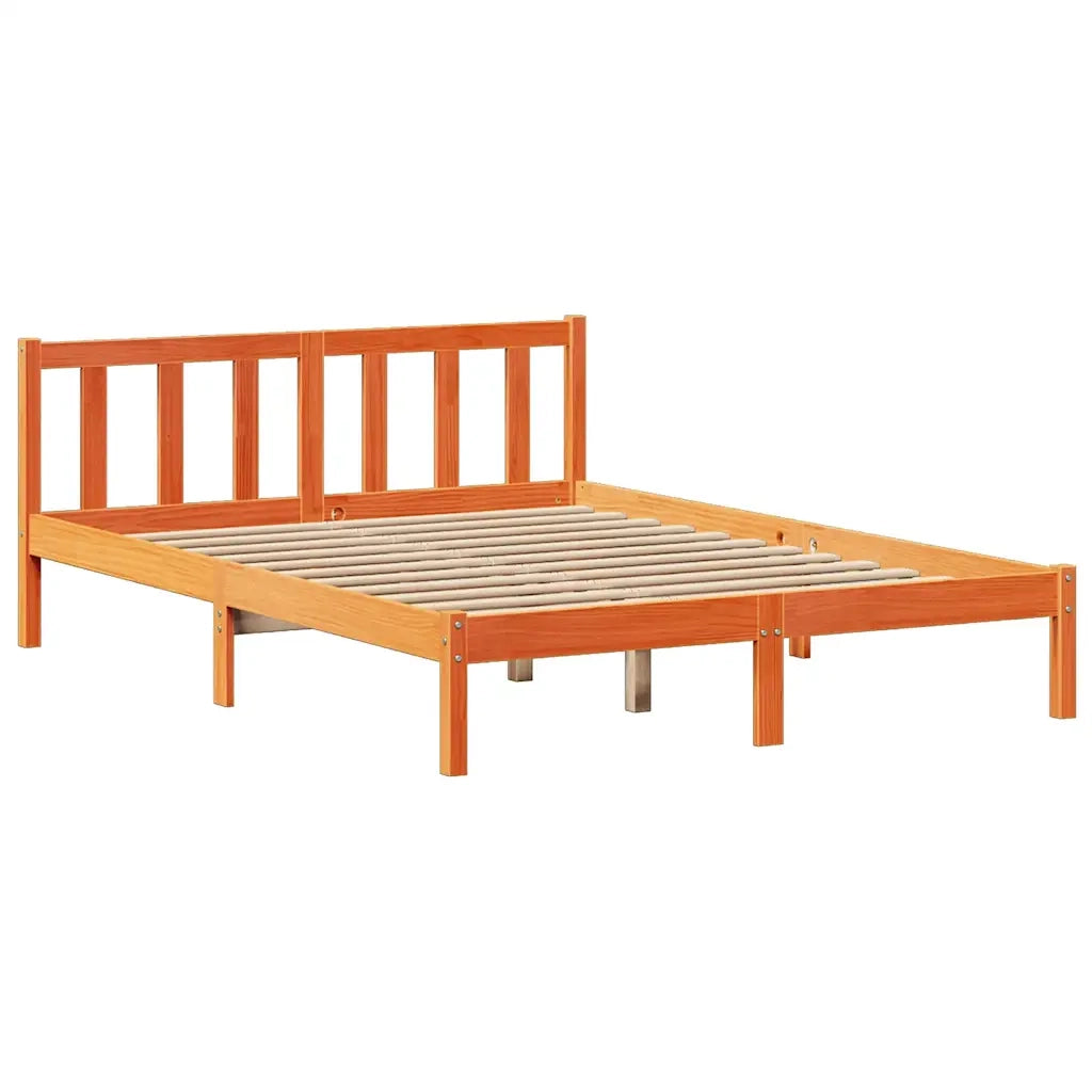Letto Libreria senza Materasso Marrone Cera 150x200 cm in Pino 3321723