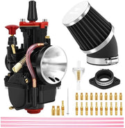 Kit di Accensione per Motocicletta - Carburatore 26 mm - Kit di Accensione da Corsa - Filtro d'Aria - 10 Viti di Accensione - 10 Viti Piloti Lenti - Lega di Alluminio - Carburatore per Motocicletta