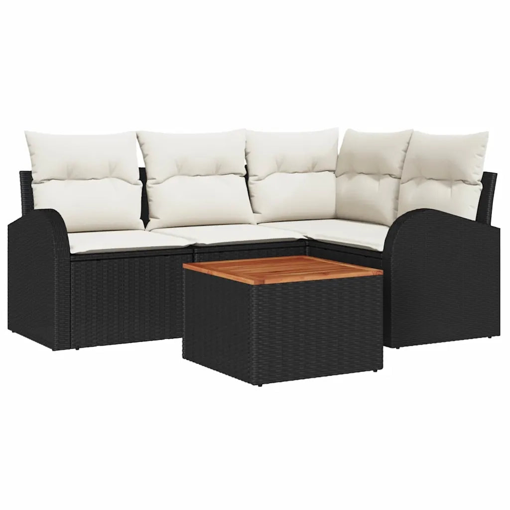 Set Divano da Giardino con cuscino 5 pcs Nero polyrattan 3347572