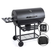 RMF Barbecue a Carbonella con Griglia XL con Termometro Integrato - Kit Accessori e Copertura inclusi, Carrello in Acciaio Resistente con Ruote, Ripiani Laterali Pieghevoli, Cassetto Raccogli-Cenere