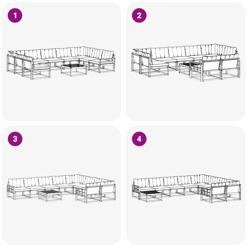 Set di divani da esterno 10 pz Bianco e Grigio Chiaro 3389097