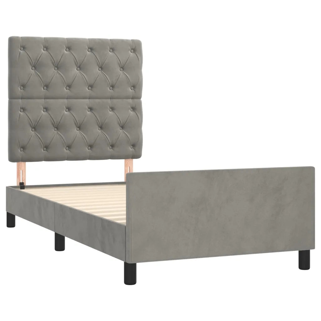 Giroletto con Testiera Grigio Chiaro 80x200 cm in Velluto cod mxl 62005