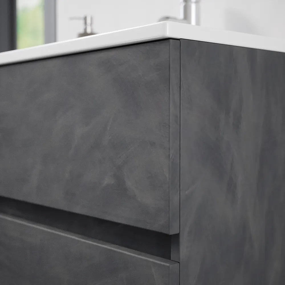 Mobile da bagno sospeso 70 cm effetto cemento scuro con lavabo | Yili