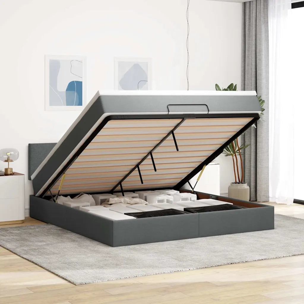 Struttura Letto Pouf con Materasso 180x200 cm in Tessuto 3311395