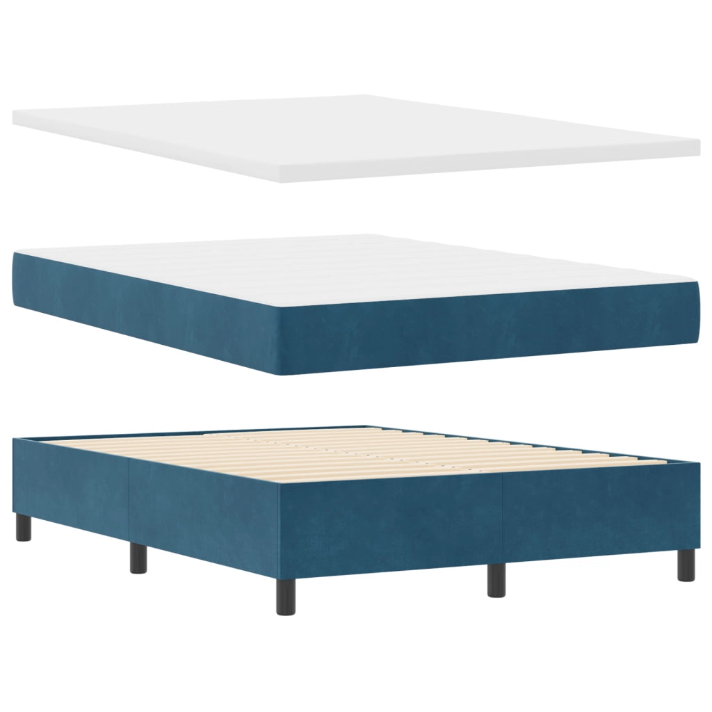 Letto Box Spring  con Materasso Blu Scuro 160x200 cm Velluto