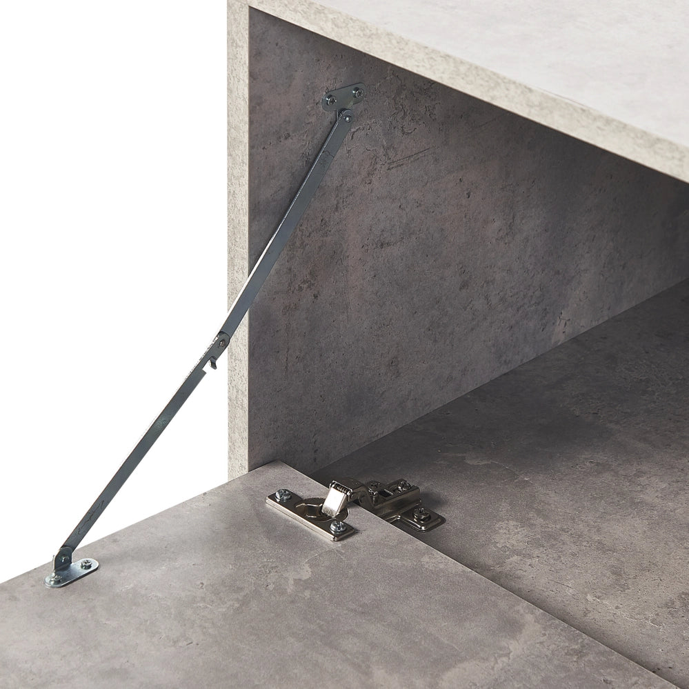 Mobile TV grigio nero 120 x 40 cm MDF 2 ripiani effetto cemento gambe in metallo gestione moderna dei cavi