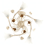 Plafoniera Arte Povera Cestino 5 Luci Avorio e Bianco LuceArt Classic