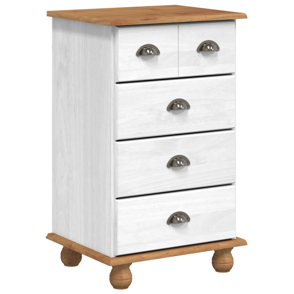 Cassettiera 'ASKIM'Bianca 45.8x40x79 cm Legno Massello di Pino