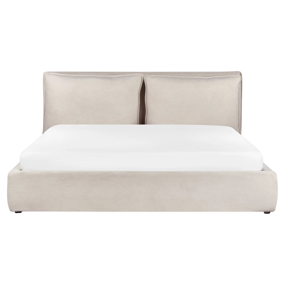 Letto matrimoniale beige chiaro con contenitore 180 x 200 cm camera da letto moderna