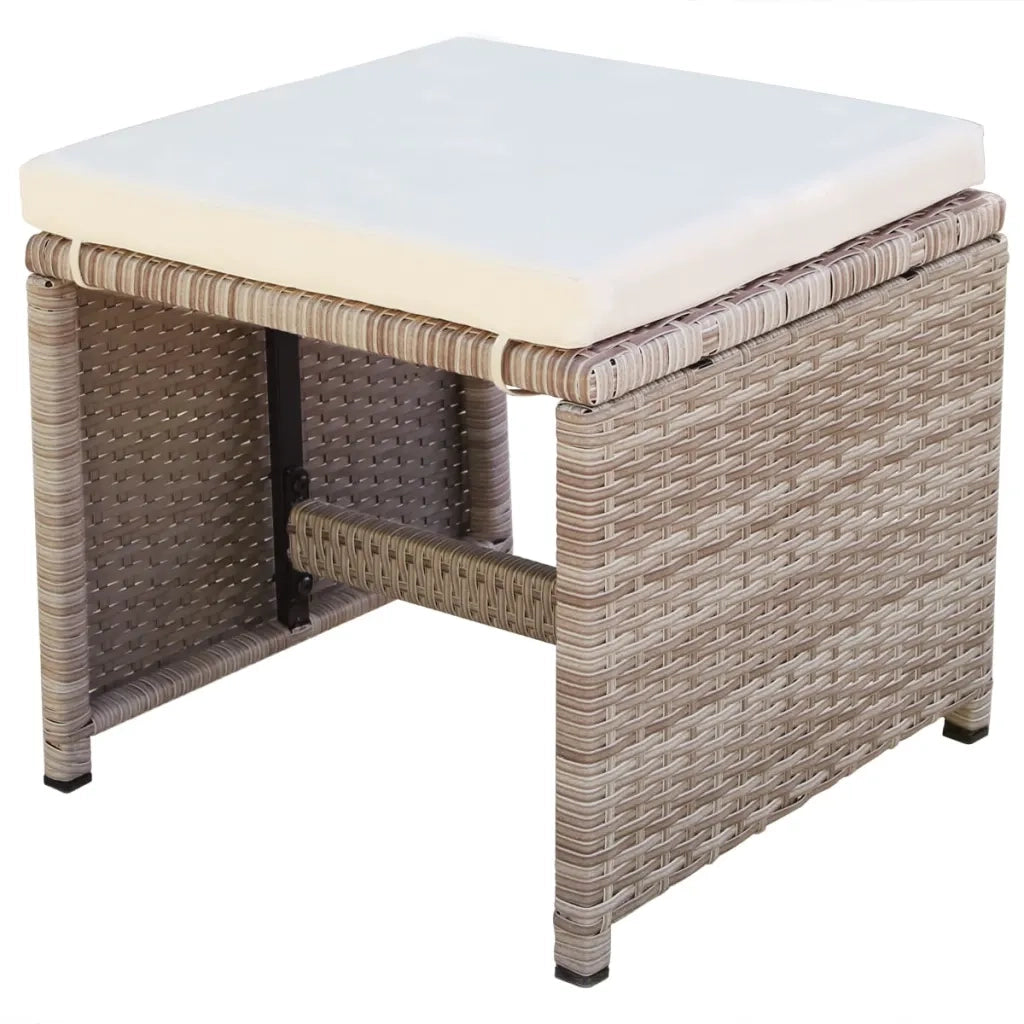 Set da Pranzo da Giardino 9 pz con Cuscini in Polyrattan Beige 42556