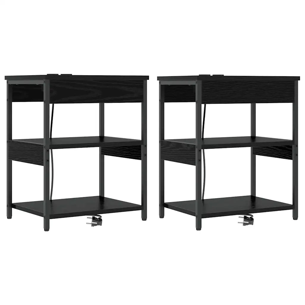 Set di 2 Comodini | Armadio da Notte | Mobiletto da notte Rovere Nero 41 x 31 x 51 cm