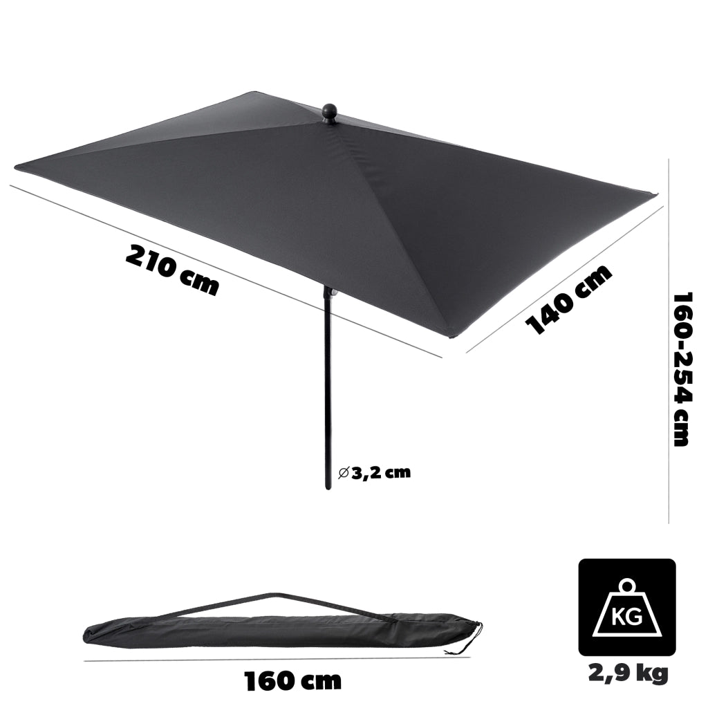 Ombrellone da giardino grande KADAX 210 cm, pieghevole, per balcone, con copertura rettangolare
