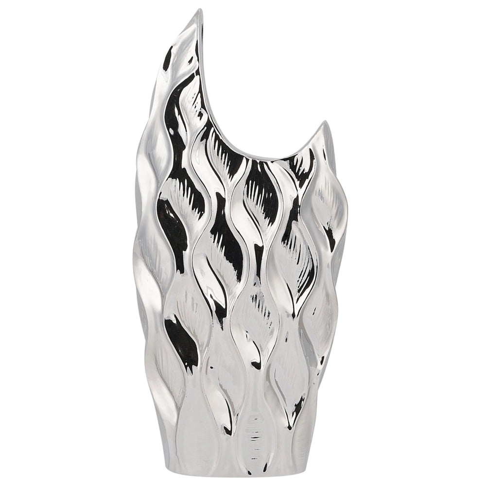 Vaso decorativo per fiori in gres porcellanato argento con motivo a nido d'ape Glamour