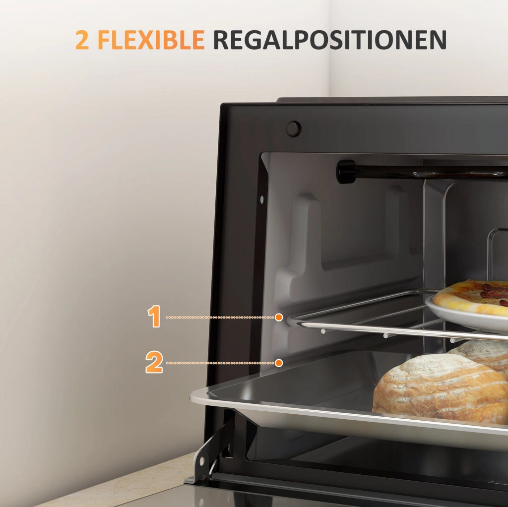 Forno elettrico compatto ULEVR con temperatura 100-230 ¡ãC, timer 60 min, griglia e teglia, nero