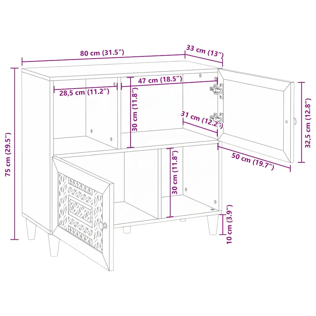 vidaXL Credenza Bianco 33.5 x 80 x 75 cm